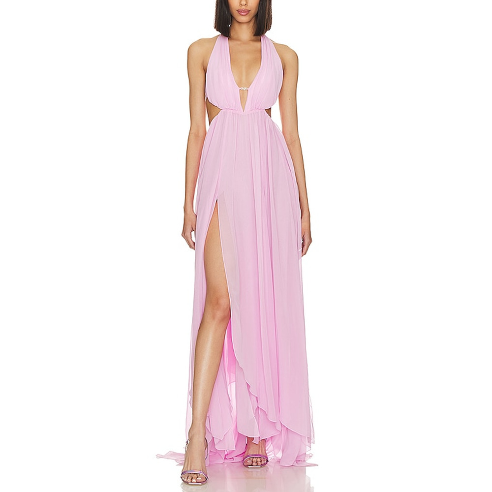 Nana Jacqueline 'Raya' Pink Polyester Halter Dress Size M - NWT